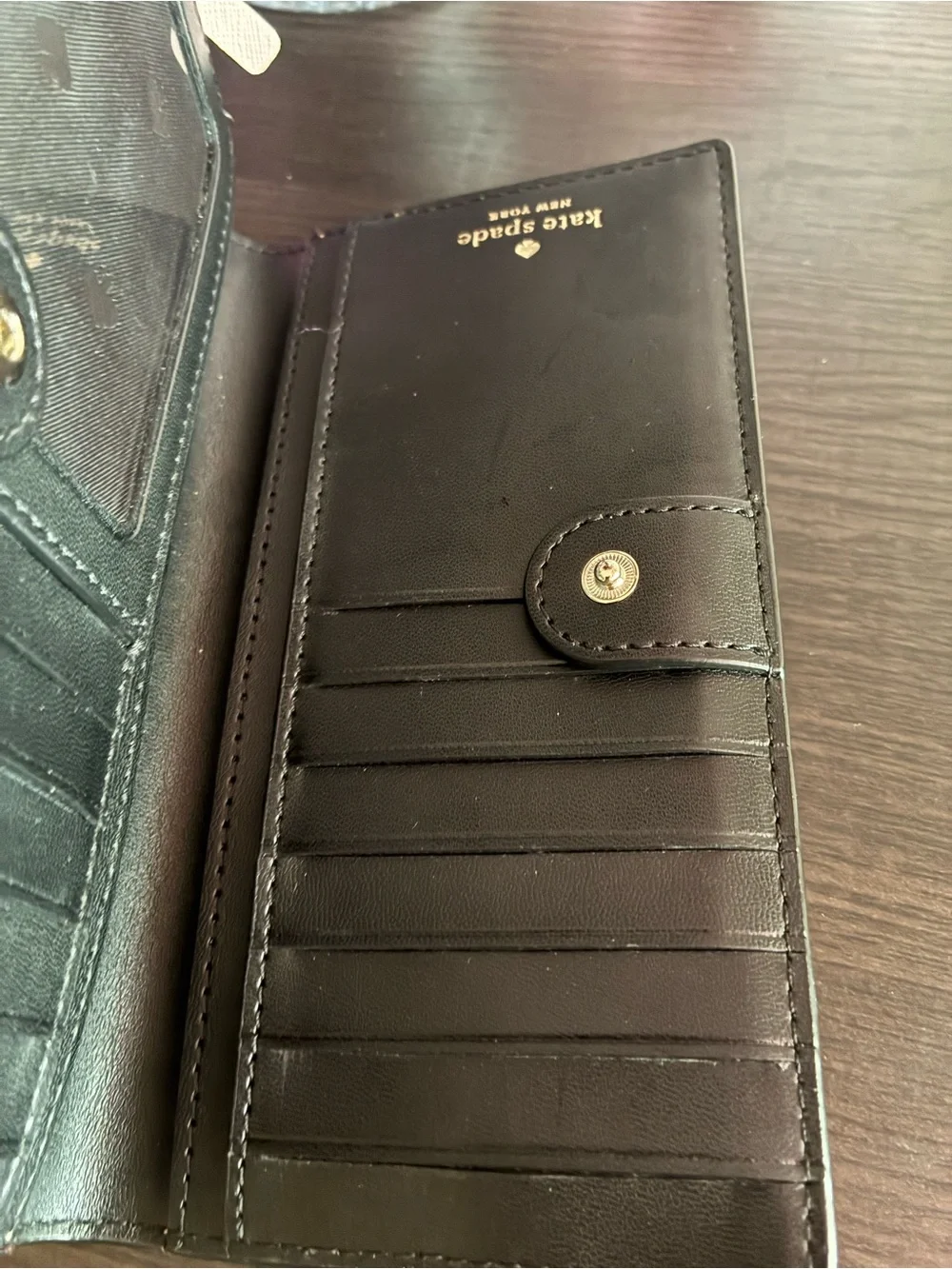 kate spade Black and Cream Two-Tone Wallet with Gold Logo - Picture 3 of 3